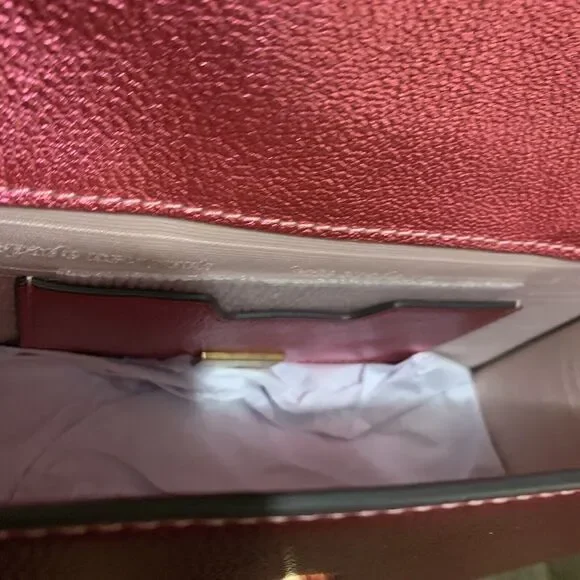 Kate Spade Bijou Barbie Pink Metallic Pebble Leather Top Handle Crossbody Bag - Picture 5 of 11